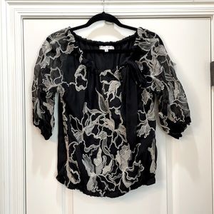 Joy Joy black and cream blouse.  Size M